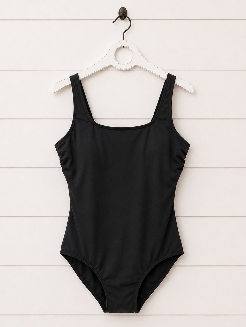 Lands' End Black Scoop Neck One-Piece Swimsuit